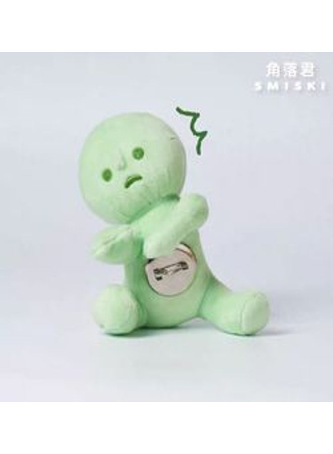 Smiski Plush Badge Brooch Pin - Cute Green Kawaii Character Clothing Accessory Bag Decoration - Image 1