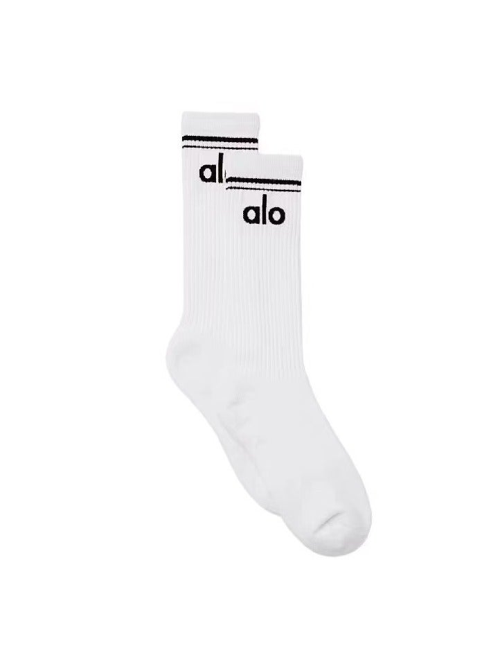 alo Alo Yoga Tall Style Yoga Socks - Cotton Socks for Exercise - Sweat Absorbing - Men's and Women's Matching