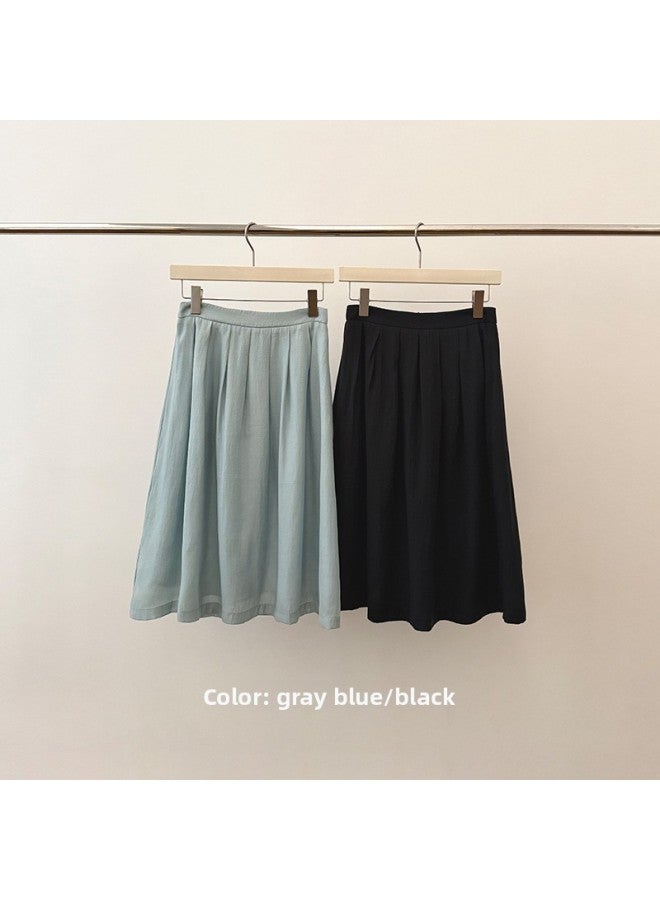 Allo Fu Summer Lightweight Lyocell Skirt Women's Summer A- Line Slim Pleated Umbrella Skirt 3950 