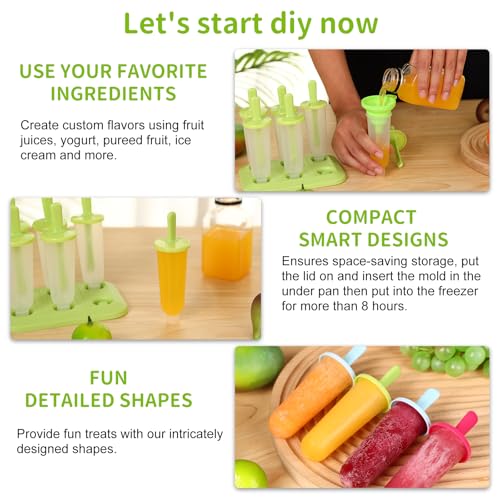 BAKHUK Popsicle Molds 3 Sets Ice Pop Molds Ice Pop Maker with Funnel and Brush, 3 Colors, Reusable Easy Release Ice Pop Maker, Popsicle Mould Frozen Ice Popsicle Maker - Image 4