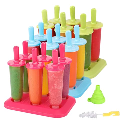 BAKHUK Popsicle Molds 3 Sets Ice Pop Molds Ice Pop Maker with Funnel and Brush, 3 Colors, Reusable Easy Release Ice Pop Maker, Popsicle Mould Frozen Ice Popsicle Maker - Image 1