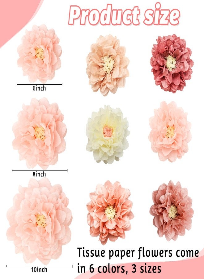 Avxzbef 18 Pcs Large Tissue Paper Flowers Colorful Giant Flowers Decorations for Mexican Party Bridal Shower Birthday Wedding - Image 2