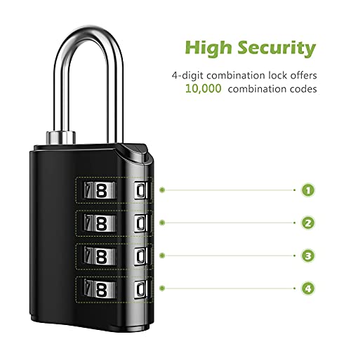 KeeKit Combination Lock, 4 Digit Combination Padlock with Keys, Resettable Waterproof Gate Lock for Locker, Gym, Fence, Case, School & Employee Locker, Toolbox – 2 Pack, Black - Image 4