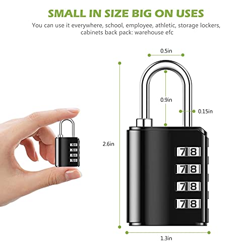 KeeKit Combination Lock, 4 Digit Combination Padlock with Keys, Resettable Waterproof Gate Lock for Locker, Gym, Fence, Case, School & Employee Locker, Toolbox – 2 Pack, Black - Image 5