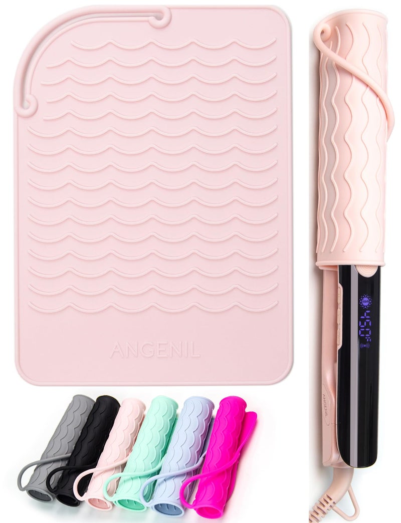ANGENIL Flat Iron Silicone Mat and Travel Case for Hair Tools - Heat Resistant Mat, Straightener Pad, and Curling Iron Sleeve (9" x 6.5") - Image 1