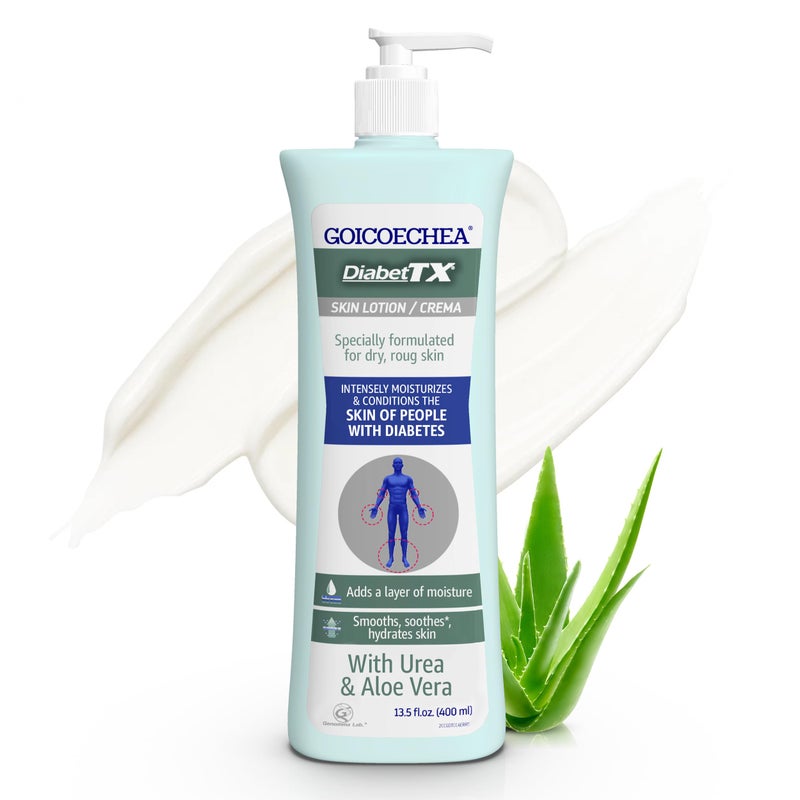 Goicoechea Diabet TX Diabetic Lotion with Urea for Dry Skin | Soothing Hydrating Cream with Aloe, Oatmeal & Vitamin E for Hands, Elbows, Feet & Body | Extra Dry Skin Support, 13.5 Oz | 1-Pack - Image 1