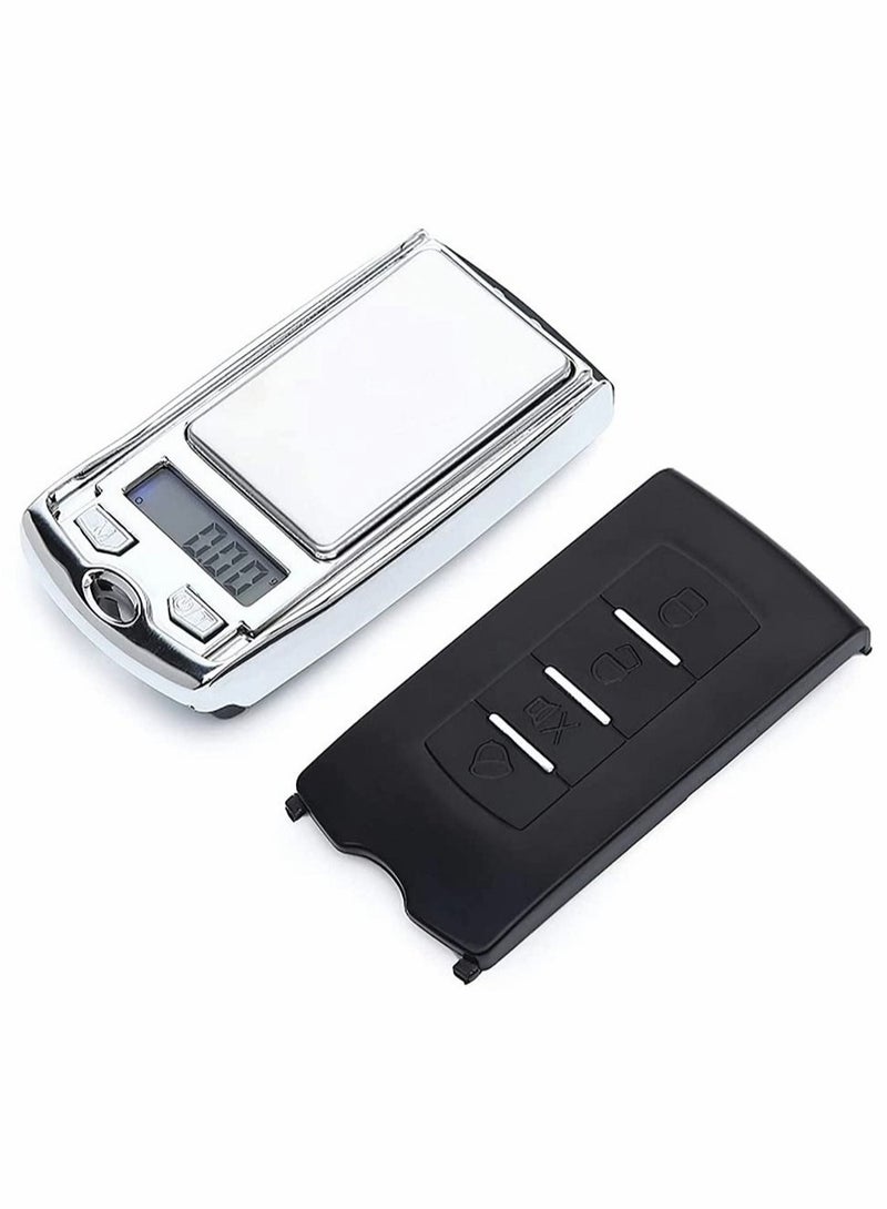 200 G / 0.01G Mini Digital Pocket Scale, Precision Mini Portable Gram Scale with Ring Keychain, Multi-Function Car Key Shape Electronic Scale for Jewelry, Food (Silver) - Image 1