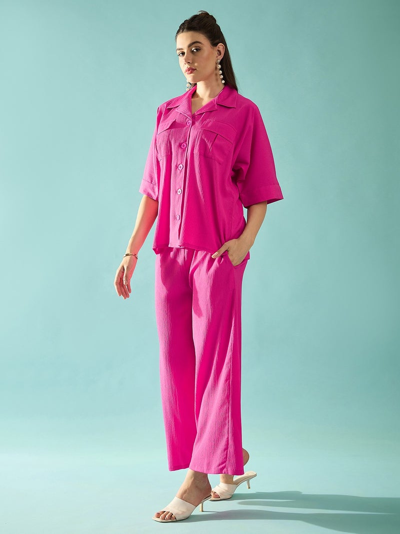 بانيت طقم متناسق (Co-ord Set) قميص فضفاض (Oversized) من قماش السيرساكر (Seersucker) مع بنطلون - Image 2