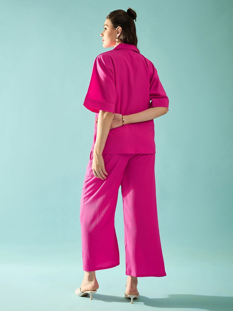 بانيت طقم متناسق (Co-ord Set) قميص فضفاض (Oversized) من قماش السيرساكر (Seersucker) مع بنطلون - Image 2