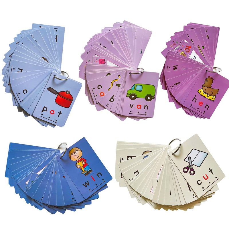 Richardy CVC Flashcards Short Vowel Word Cards CVC Beginning Phonics Word Builders Toddler Learning Toys 43 X 3 Inch 126 Cards - Image 2