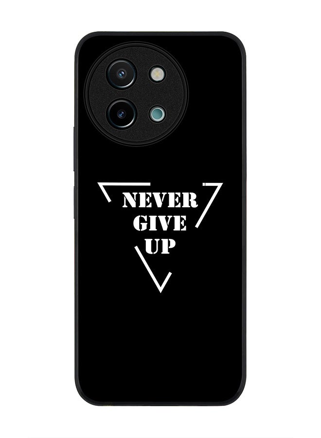Stylizedd Rugged Black edge case for Vivo Y38 / Vivo Y58 / Vivo Y200i /Vivo T3x, Slim fit Soft Case Flexible Anti Drop TPU Gel Thin Cover - Never give up - Image 1