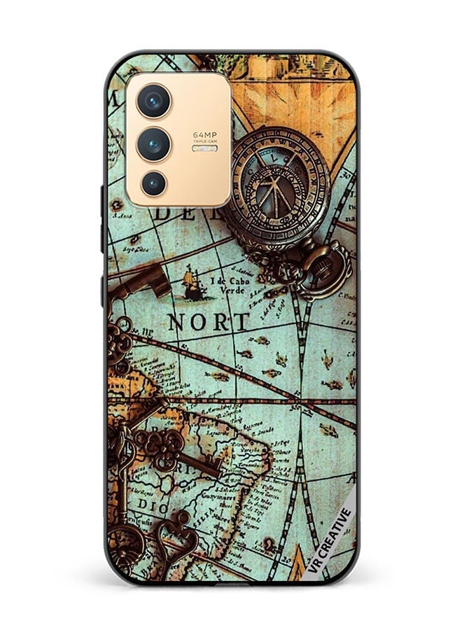 VR CREATIVE Protective Case Cover For Vivo V23 5G Compas Design Multicolour - Image 1