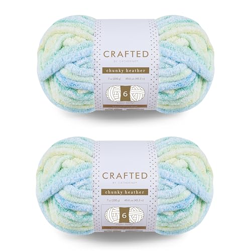 Crafted by Catherine Chunky Heather Multi Yarn - 2 Pack (49 Yards Each Skein), Cool Multi, Gauge 6 Super Bulky - Image 1