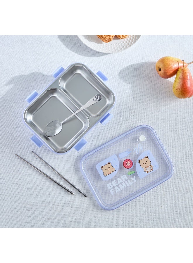 Home Box Neo Bear 3-Piece Family 2-Grid Stainless Steel Lunch Box Set 800 ml - Image 1