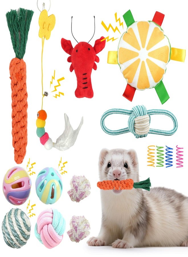 howaukf 15 Pack Ferret Chew Toys & Accessories Bell Balls, Squeaky Teething Toys & Plush Sound Toys for Interactive Play for Ferrets, Cats, Dogs & Small Animals - Image 1