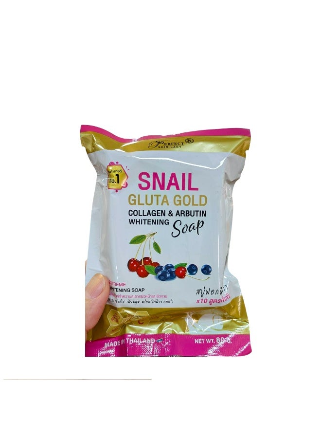 PERFECT SKIN LADY Snail Gluta Gold Collagen And Arbutin Whitening Soap 80g 2 Pcs - Image 2