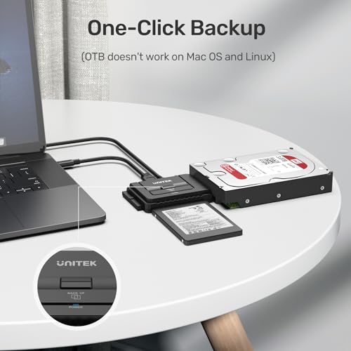 UNITEK محول يونيتيك USB C إلى IDE و SATA لمحول القرص الصلب الخارجي، مجموعة ملحقات للقرص الصلب HDD/SSD بحجم 2.5/3.5، وظيفة النسخ الاحتياطي بلمسة واحدة، مزود بمحول طاقة 12V/2A - Image 4