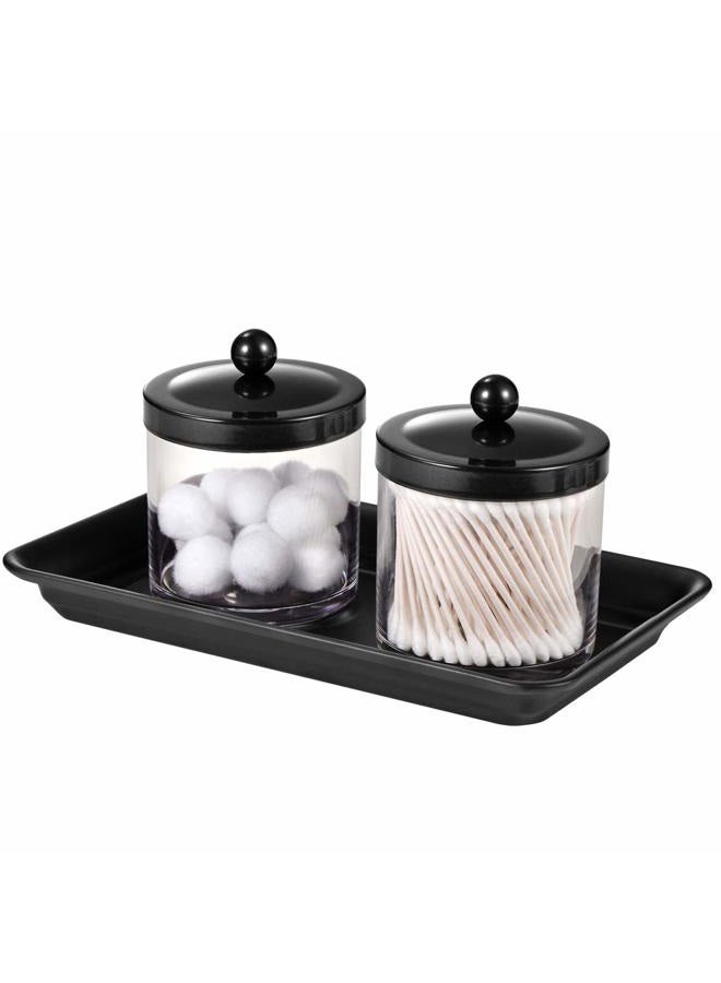 SheeChung Vintage Farmhouse Decor Metal Vanity Tray(2 Pack),Countertop Guest Hand Towel Storage Organizer Tray Dispenser, Sturdy Holder for Perfume,Cosmetics, Jewelry, Makeup Bathroom Organizer (Black) - Image 3
