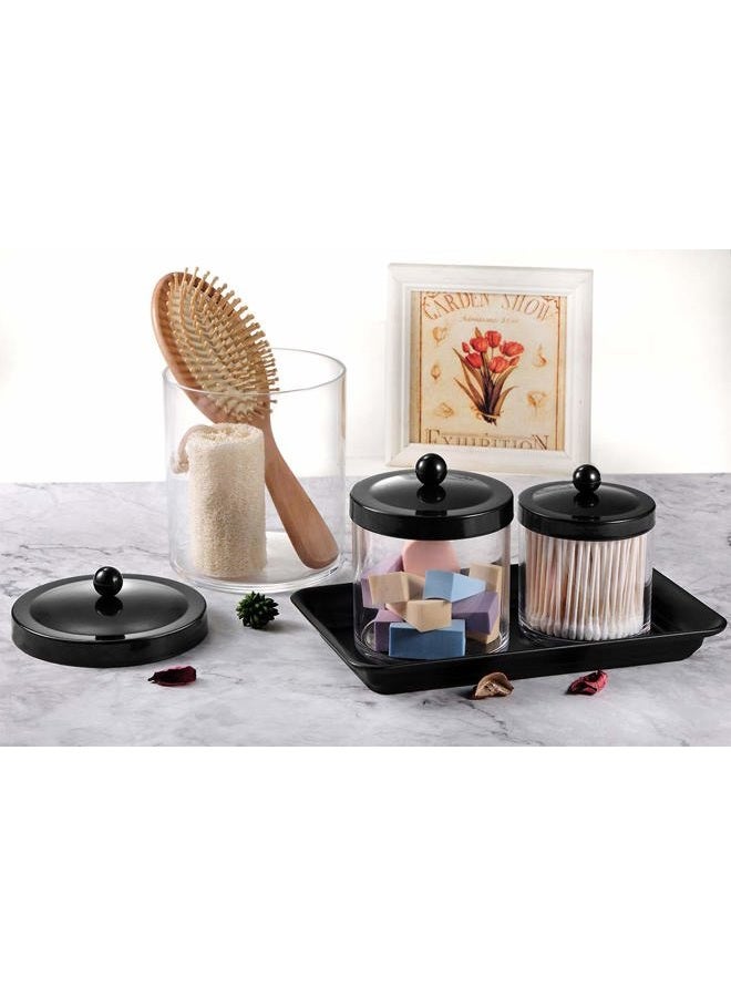 SheeChung Vintage Farmhouse Decor Metal Vanity Tray(2 Pack),Countertop Guest Hand Towel Storage Organizer Tray Dispenser, Sturdy Holder for Perfume,Cosmetics, Jewelry, Makeup Bathroom Organizer (Black) - Image 5
