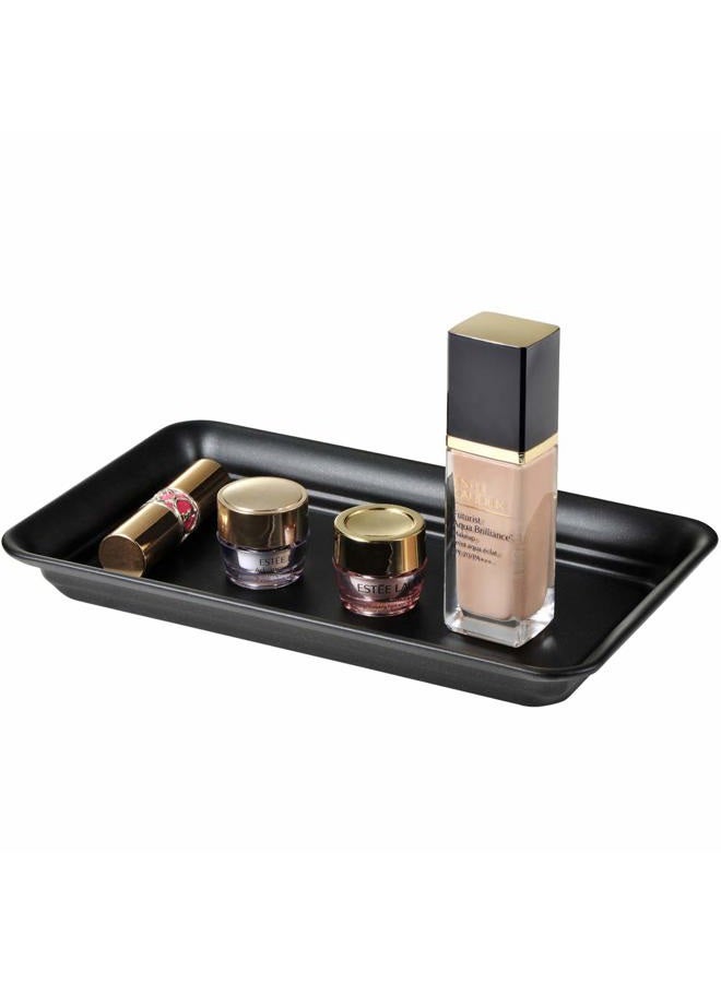 SheeChung Vintage Farmhouse Decor Metal Vanity Tray(2 Pack),Countertop Guest Hand Towel Storage Organizer Tray Dispenser, Sturdy Holder for Perfume,Cosmetics, Jewelry, Makeup Bathroom Organizer (Black) - Image 4