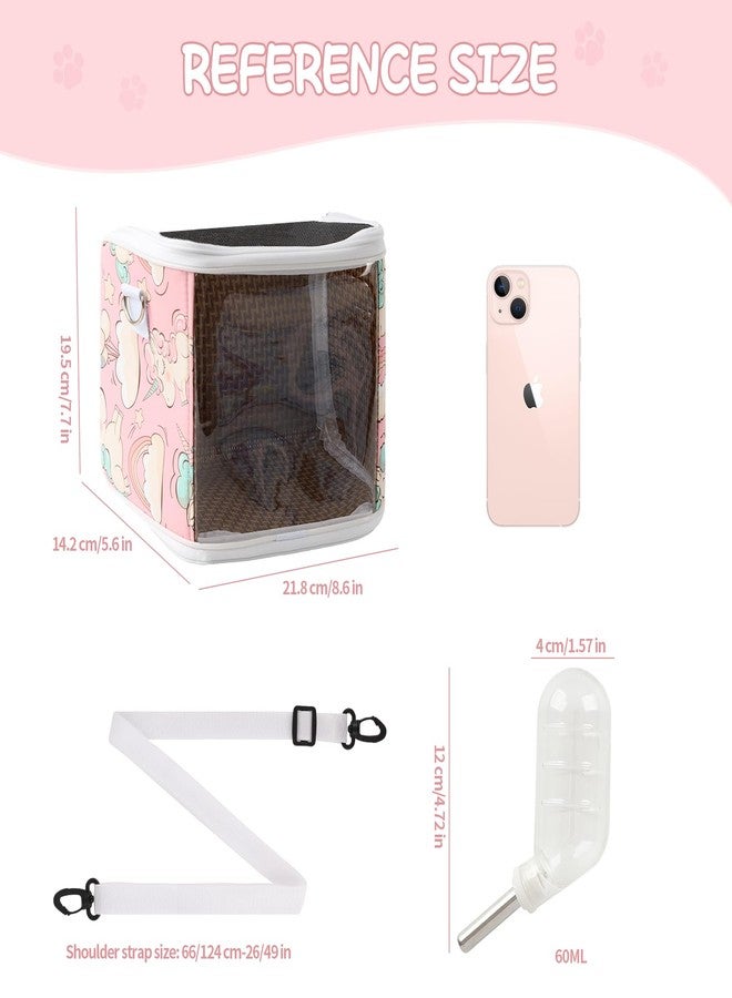 NOONEAU Guinea Pig Carrier Bag with Water Bottle，Travel Portable Small Animal Carrier Sling Pouch, Clear Window Carrier Backpack for Hamster Bunny Gerbil Hedgehog Sugar Glider Lizard Bird.(Pink) - Image 3