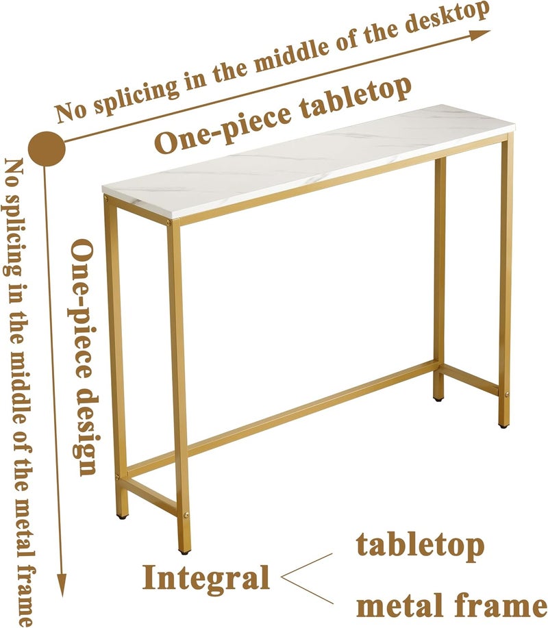 Sweet Furniture MDF Industrial Marble Entrance Consolar Table with Gold Frame Single Layer White Marble - Image 4