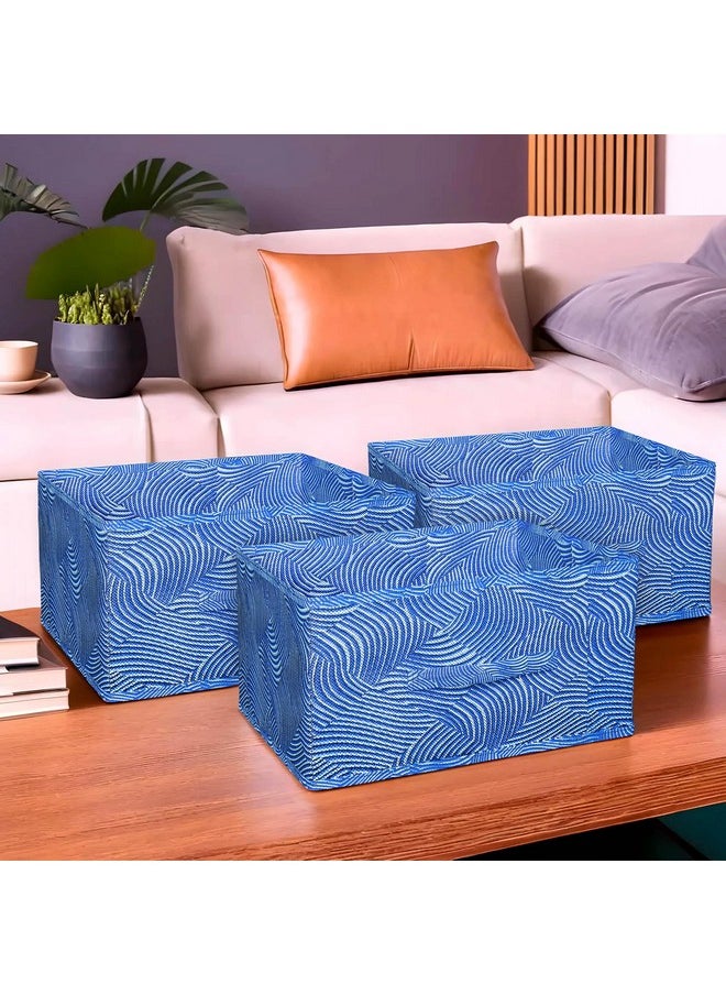 Kuber Industries - Kuber Industries Laheriya Print Non Woven Fabric Modular Closet Organizer Box with Handle for Cube Storage Units in Closet,Set Of 3(Blue)-KUBMART15989 - Image 1