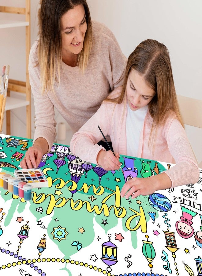 EUVBOKW Ramadan Coloring Poster Large Ramadan Kareem Coloring Tablecloth Crafts Paper Tablecloth for Home DIY Drawing Games Party Supplies 30 x 72 Inch - Image 3