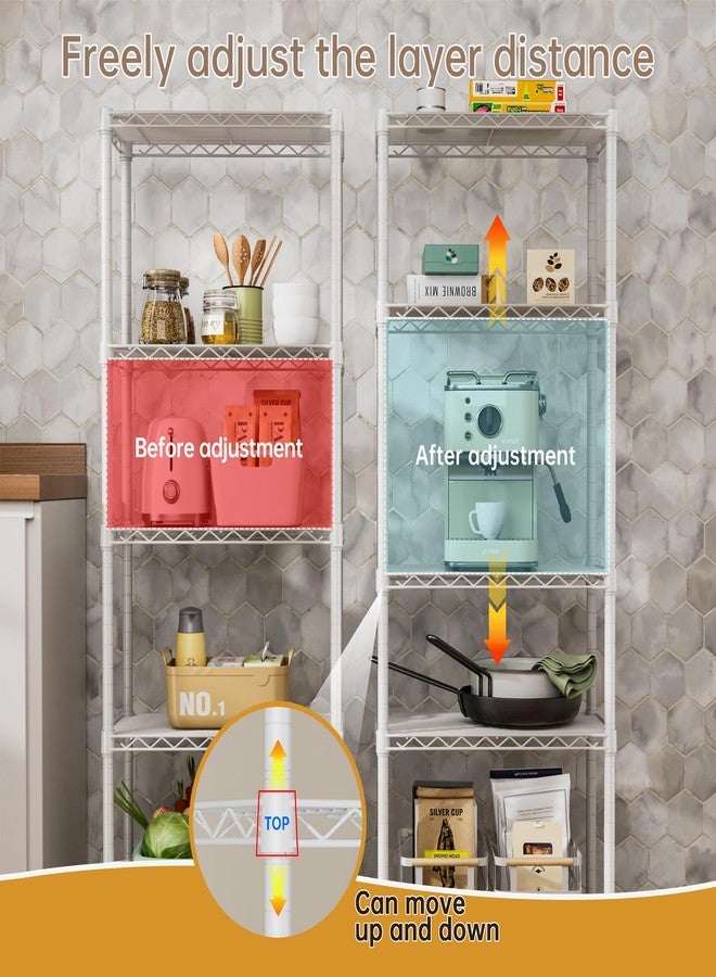 SINGAYE 5 Small Wire Shelves Kitchen Pantry Close Home Organizers and Storage Bathroom Shelf Laundry Room Organization Adjustable Book Metal Garage Shelving Unit - Image 3