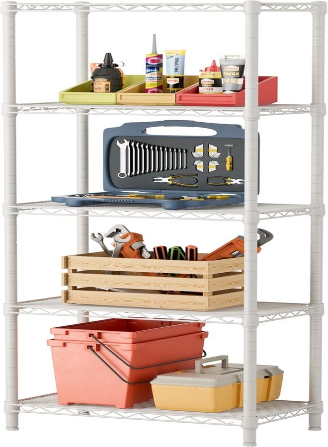 SINGAYE 5 Small Wire Shelves Kitchen Pantry Close Home Organizers and Storage Bathroom Shelf Laundry Room Organization Adjustable Book Metal Garage Shelving Unit - Image 1