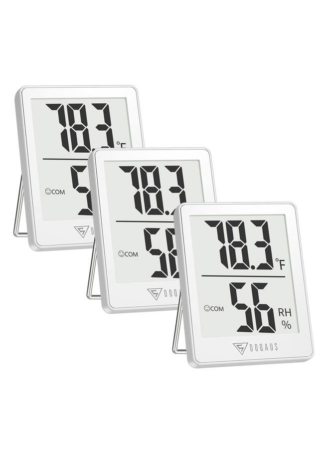 DOQAUS Indoor Thermometer [3 Packs], Humidity Gauge Room Thermometer for Home, Digital Hygrometer, Accurate Temperature Humidity Monitor Meter for House, Office, Greenhouse, Home White (2.3X1.8inch) - Image 1