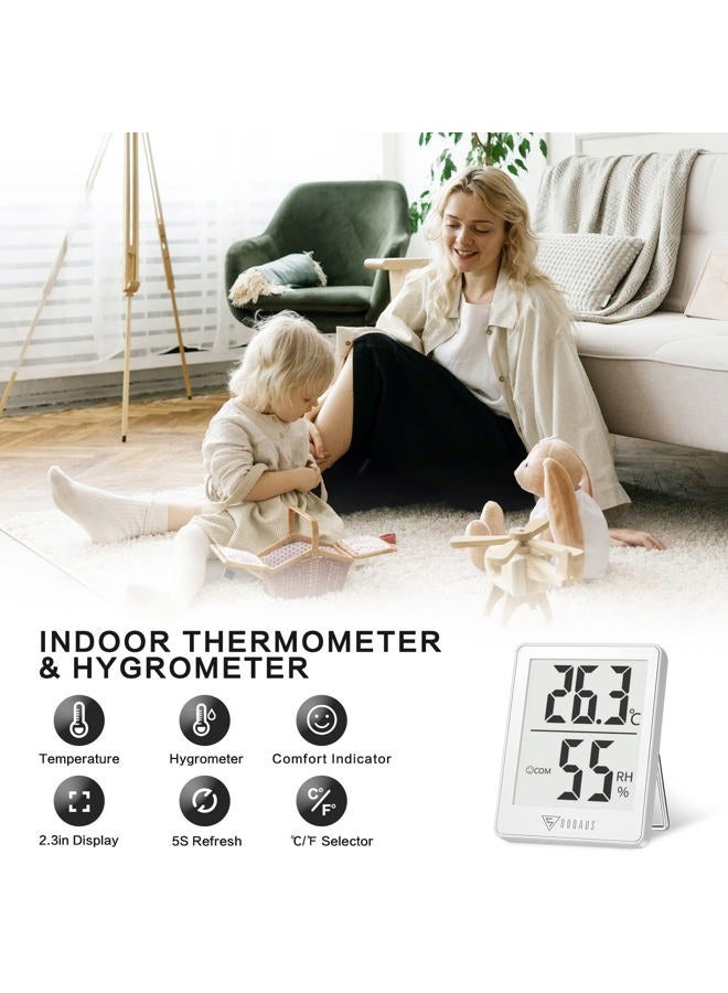 DOQAUS Indoor Thermometer [3 Packs], Humidity Gauge Room Thermometer for Home, Digital Hygrometer, Accurate Temperature Humidity Monitor Meter for House, Office, Greenhouse, Home White (2.3X1.8inch) - Image 2