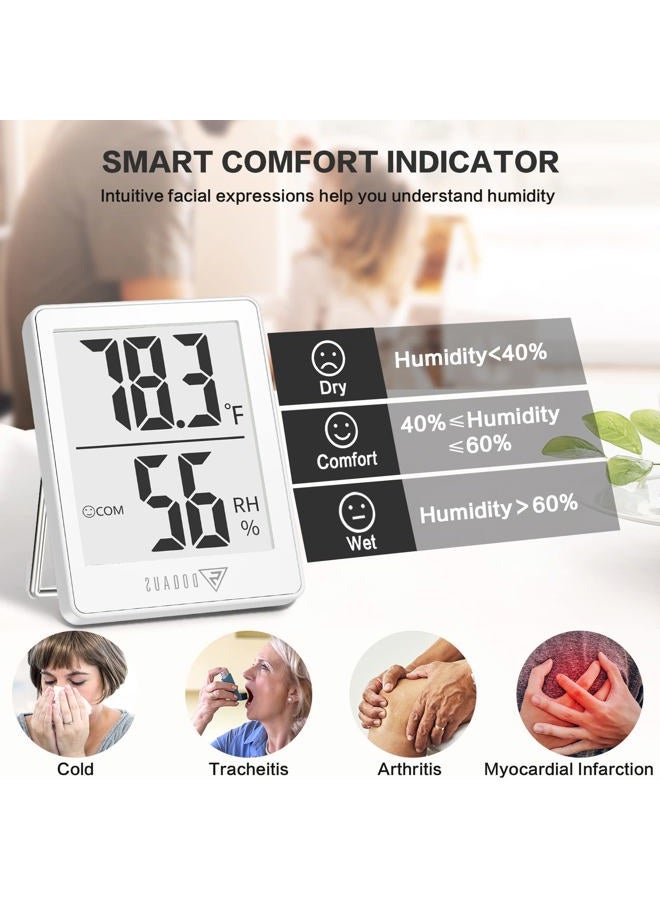 DOQAUS Indoor Thermometer [3 Packs], Humidity Gauge Room Thermometer for Home, Digital Hygrometer, Accurate Temperature Humidity Monitor Meter for House, Office, Greenhouse, Home White (2.3X1.8inch) - Image 3