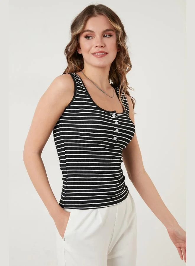 Lela Lela Slim Fit Striped Button-Down Tank Top Women's Tank Top 5864060