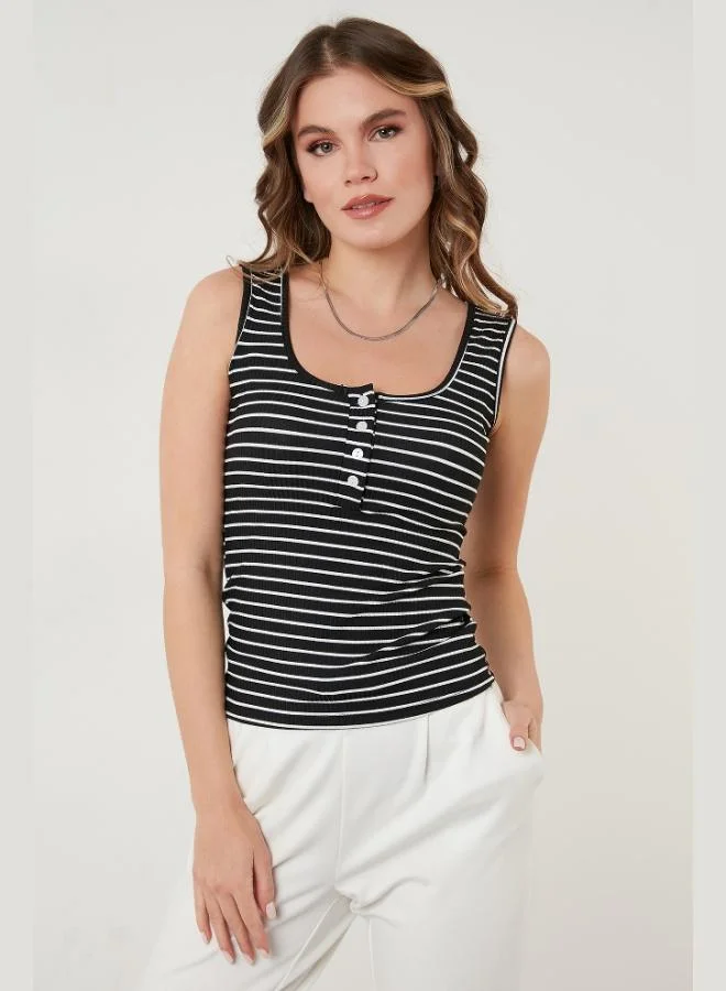Lela Lela Slim Fit Striped Button-Down Tank Top Women's Tank Top 5864060