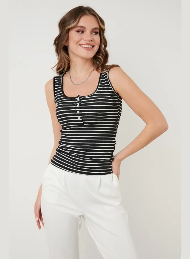 Lela Lela Slim Fit Striped Button-Down Tank Top Women's Tank Top 5864060