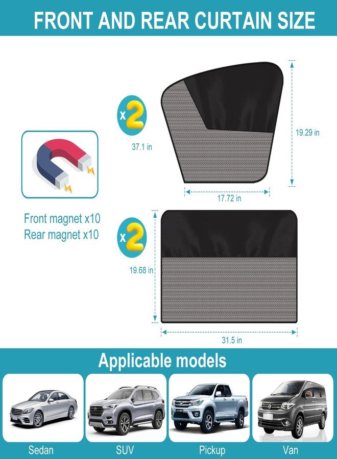 Jeyoon Car Side Window Sun Shades, 4 Pcs Magnetic Car Window Covers for Baby, Half Blackout & Half See-Through Privacy Curtains, Light Blocking&UV Protection Window Screen for Camp, Travel, Nap - Image 2
