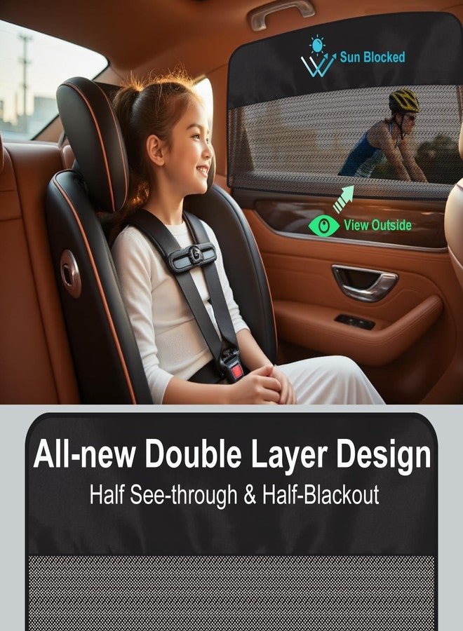 Jeyoon Car Side Window Sun Shades, 4 Pcs Magnetic Car Window Covers for Baby, Half Blackout & Half See-Through Privacy Curtains, Light Blocking&UV Protection Window Screen for Camp, Travel, Nap - Image 3