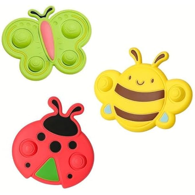 3-PACK SUCTION SPINNING TOYS FOR BABIES 0-3 YEARS, ALL SOFT SILICONE, FLEXIBLE, BPA-FREE, BABY-FRIENDLY - Image 1