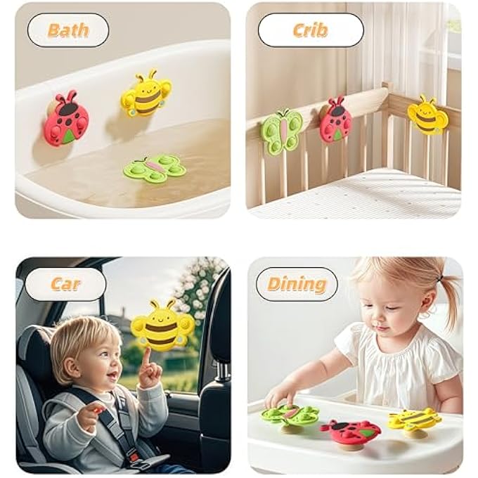 3-PACK SUCTION SPINNING TOYS FOR BABIES 0-3 YEARS, ALL SOFT SILICONE, FLEXIBLE, BPA-FREE, BABY-FRIENDLY - Image 5