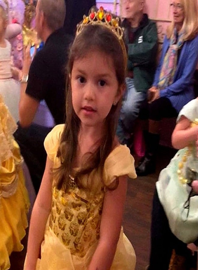 Yosbabe Princess Belle Dress up Accessories for Girls Belle Crown Gloves Bracelet Necklace Ring Earrings Halloween Christmas Party Favors for Kids - Image 4