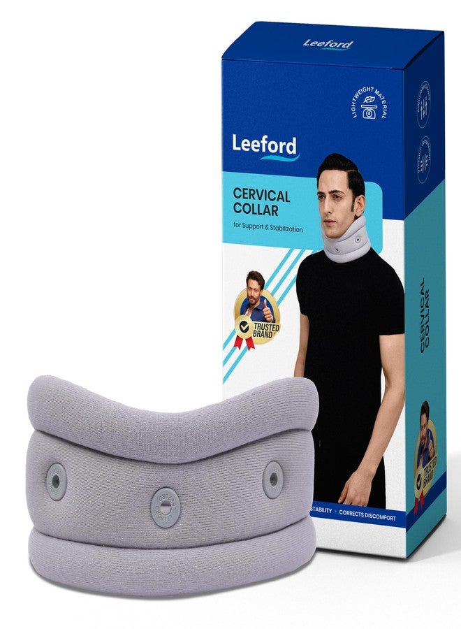 Leeford Ortho Soft Cervical Collar for Neck Pain & Spondylitis | Neck Support for Cervical Pain | Breathable Neck Band for Men and Women, Adjustable, and Skin-Friendly Size - Medium - Image 1