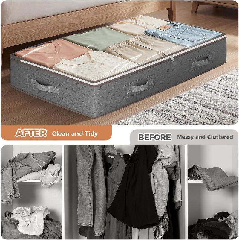 Fohome 100L Under Bed Storage Bag, 4-Pack Large Capacity Clothes Storage Bag with Reinforced Handles, Non-woven Clear Window, Foldable Underbed Storage Containers for Blankets, Clothes, Toys, Quilts - Image 5