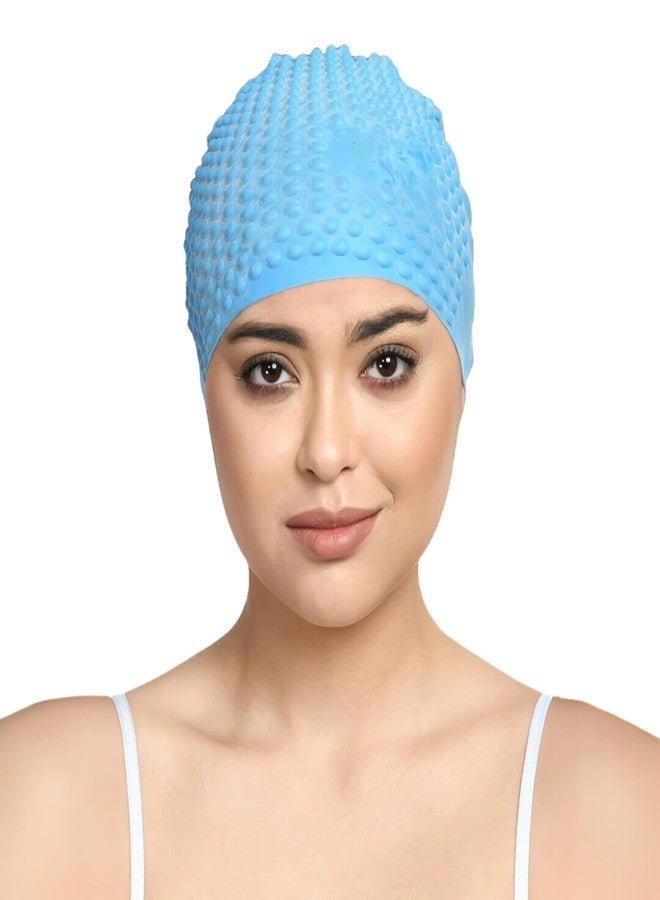 SOLDRIGHT SHOP Unisex Bubble Swimming Cap | Soft, Waterproof Silicone Swim Cap for Men & Women | Comfortable & Secure Fit, Anti-Slip, Durable | Ideal for Long Hair, Pool & Swim Training (1 Pcs.,Blue) - Image 2
