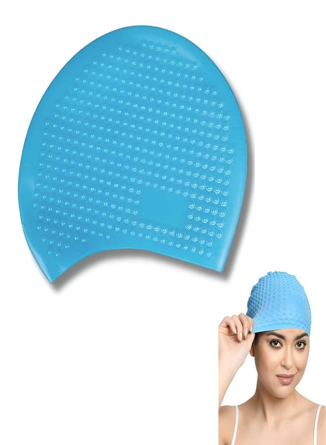 SOLDRIGHT SHOP Unisex Bubble Swimming Cap | Soft, Waterproof Silicone Swim Cap for Men & Women | Comfortable & Secure Fit, Anti-Slip, Durable | Ideal for Long Hair, Pool & Swim Training (1 Pcs.,Blue) - Image 1