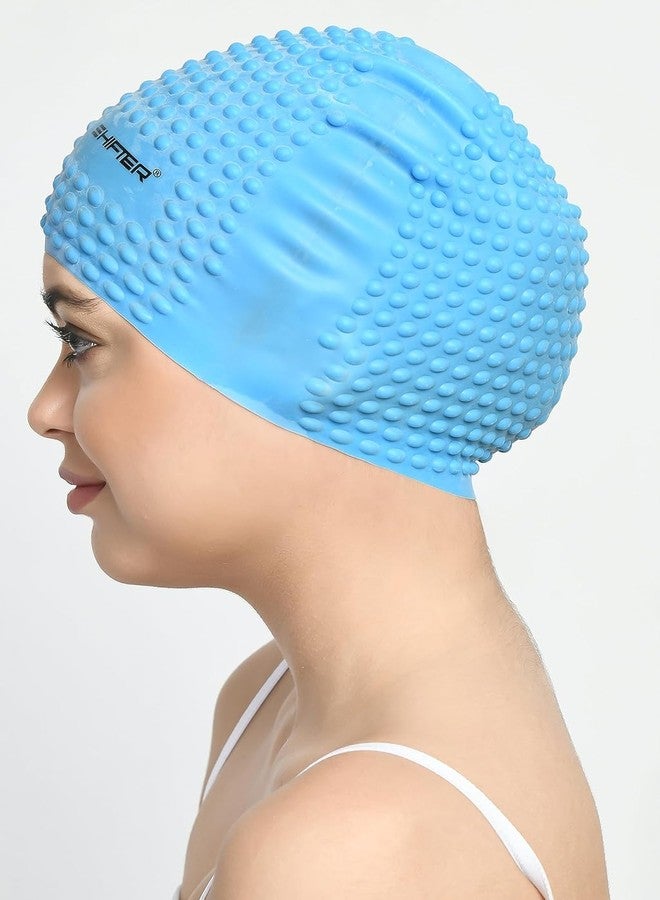 SOLDRIGHT SHOP Unisex Bubble Swimming Cap | Soft, Waterproof Silicone Swim Cap for Men & Women | Comfortable & Secure Fit, Anti-Slip, Durable | Ideal for Long Hair, Pool & Swim Training (1 Pcs.,Blue) - Image 4