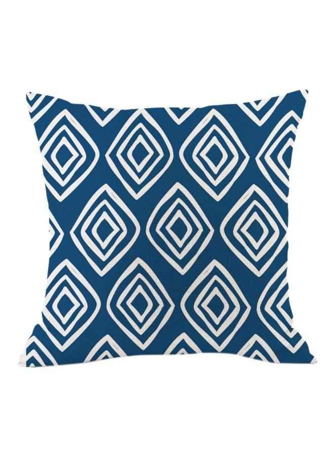 غطاء وسادة ديكور بتصميم أشكال هندسية أزرق/ أبيض 45x45سم