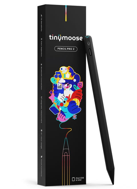 Stylus Pen Pencil Pro 2 Updated with Gestures / On-Screen Battery Indicator / Fast Charging / Palm Rejection For Apple iPad 2018 and Later - Black Edition