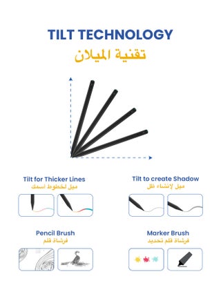 Stylus Pen Pencil Pro 2 Updated with Gestures / On-Screen Battery Indicator / Fast Charging / Palm Rejection For Apple iPad 2018 and Later - Black Edition - view 4