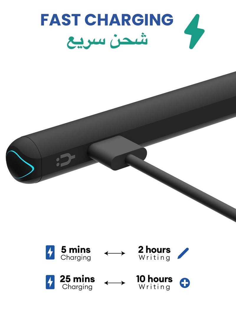 تاينيموس - قلم ستايلس بنسل برو 2 مع إيماءات  مؤشر بطارية على الشاشة شحن سريع رفض راحة اليد لجهاز Apple iPad 2018 - أسود - Image 1